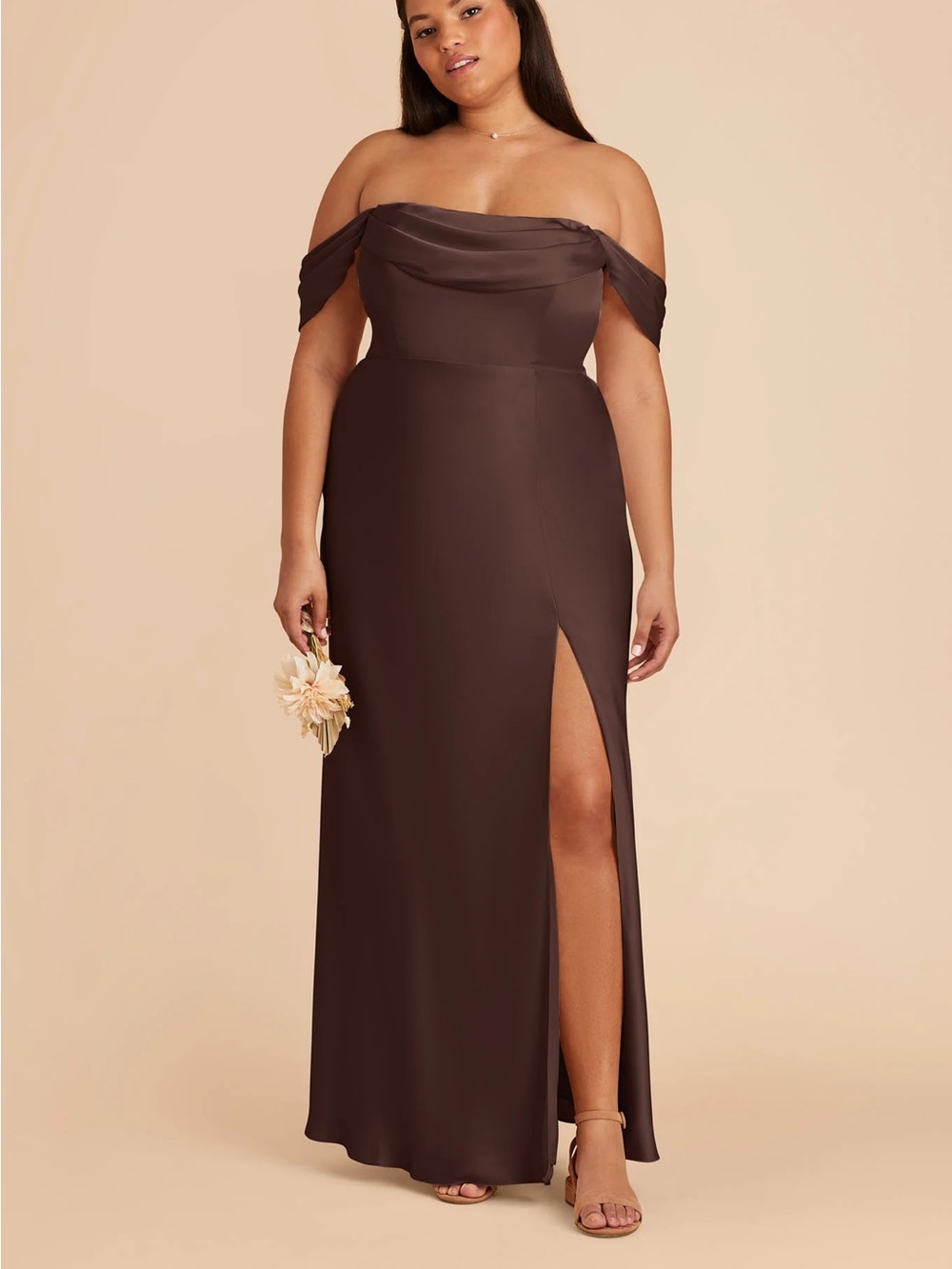 Birdy Grey Mia Dress - Espresso brown matte satin - Picture 5 of 5